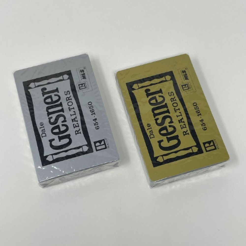 Vintage Gesner Realtors Playing Cards Brand New Sealed Made in USA Gold Silver